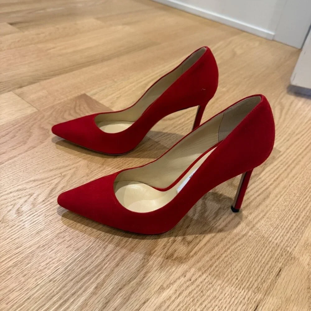 Jimmy Choo Black Suede Pumps Red - Picture 4 of 7